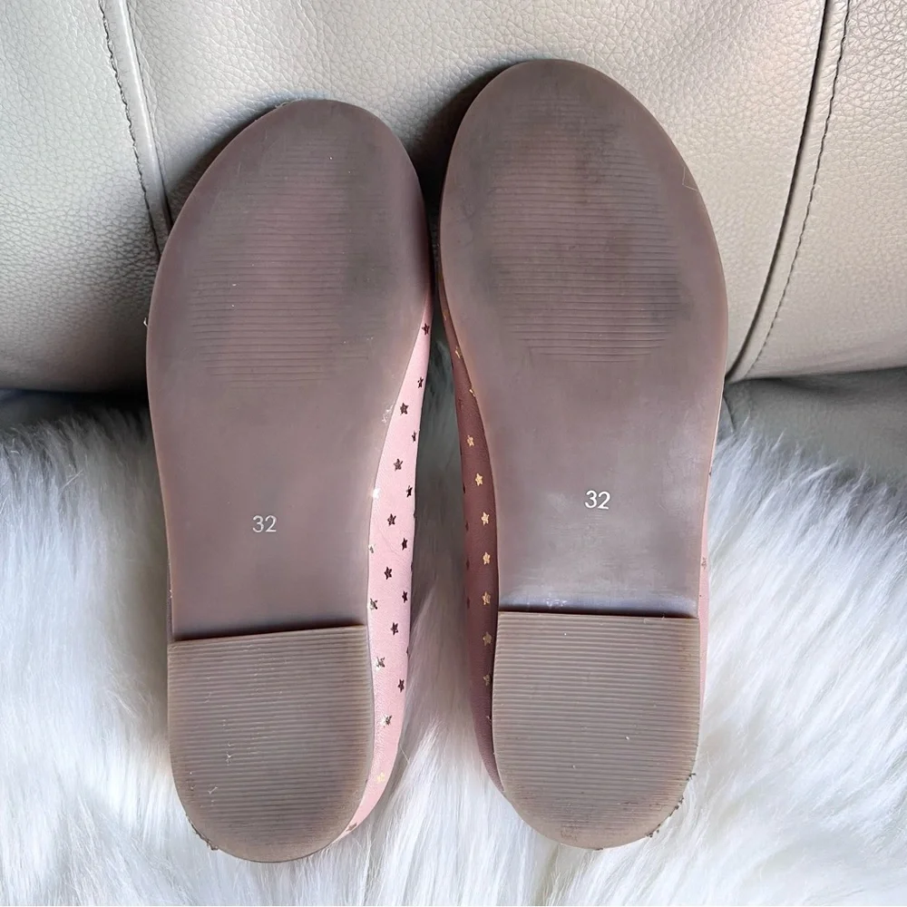 Mini Boden Girls Gold Star Leather Mary Janes Ballet Pink Sz 32 US 1 Wedding